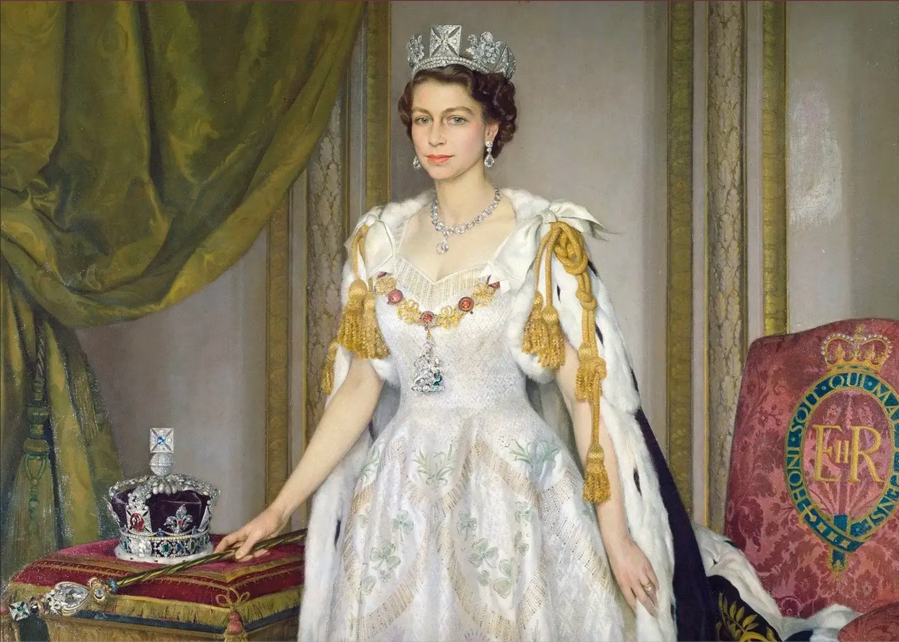 The coronation portrait of Elizabeth II, by Sir Herbert James Gunn.