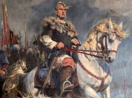 Son of Saint Olga of Kiev, Grand Prince Sviatoslav I, lived by the sword. His tumultuous but successful eight-year reign of conquest transformed Kievan Rus into one of the great powers of Eastern Europe. All hopes of any lasting stability from these gains quickly died, however, with the Grand Prince’s sudden death and the fratricidal war of succession between his three sons (Yaropolk, Oleg, and Vladimir) that tore the realm apart.