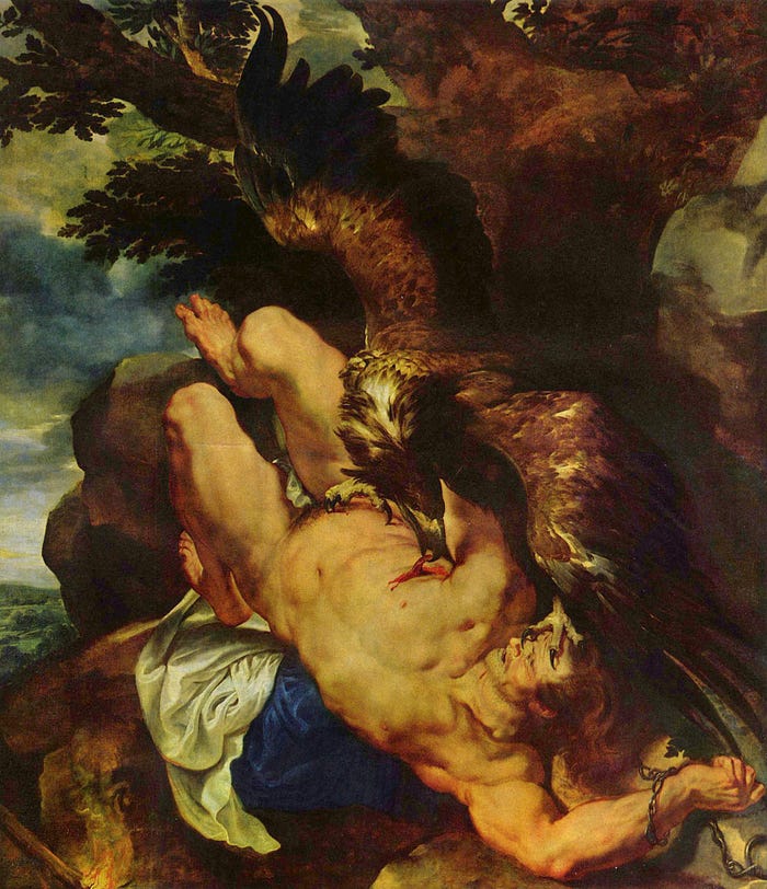 Pieter Paul Rubens, Prometheus Bound (1610–11). Philadelphia Museum of Art (source)
