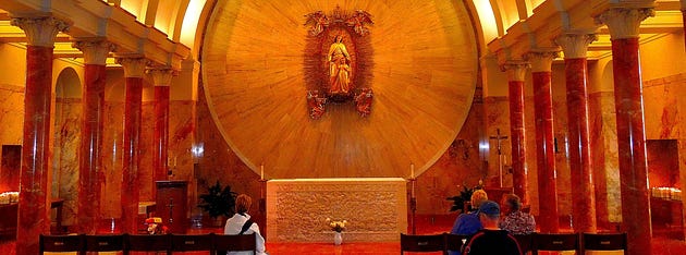 The Shrine Chapel at Holy Hill, where Reginald Foster’s body was exposed (stock photo; I took no photos in the church at the event).