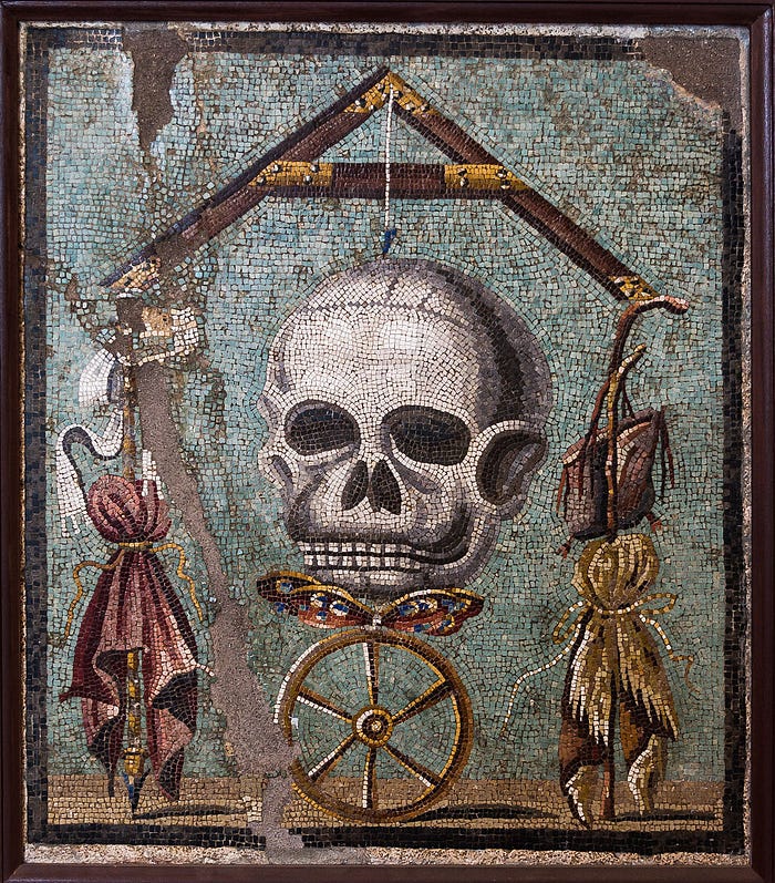  The Memento Mori mosaic, Naples Archaeological Museum.
