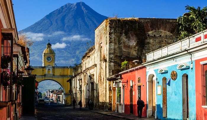  The Volcan de Agua looming over Antigua Guatemala.