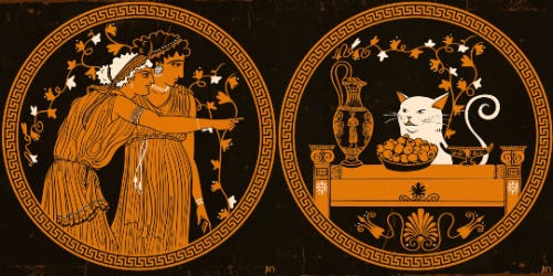  Variation of Woman Yelling at Cat Meme, perhaps by #tagamamnon? (If you’re the original source for this, please let me know so I can credit you!) The original sources of memes are hard to track down, much like epigrams.