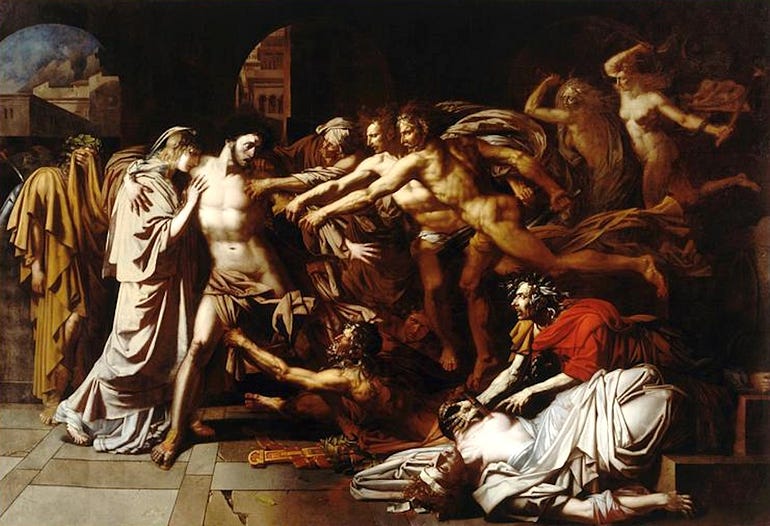  Philippe-Auguste Hennequin’s “Remorse of Orestes” (1800), in the Louvre. (source)
