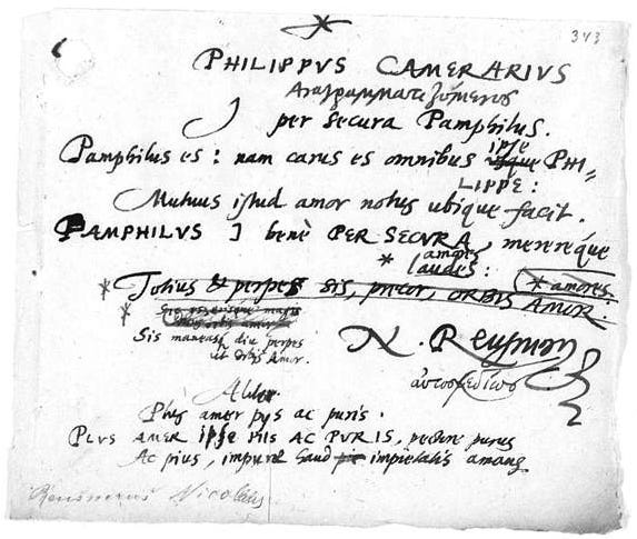  Abortive anagrams for Philippus Camerarius by Nicolaus von Reusner, here.
