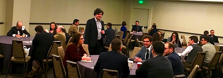  John Paulas speaking at the 2018 SCS Career Networking Event in Boston.