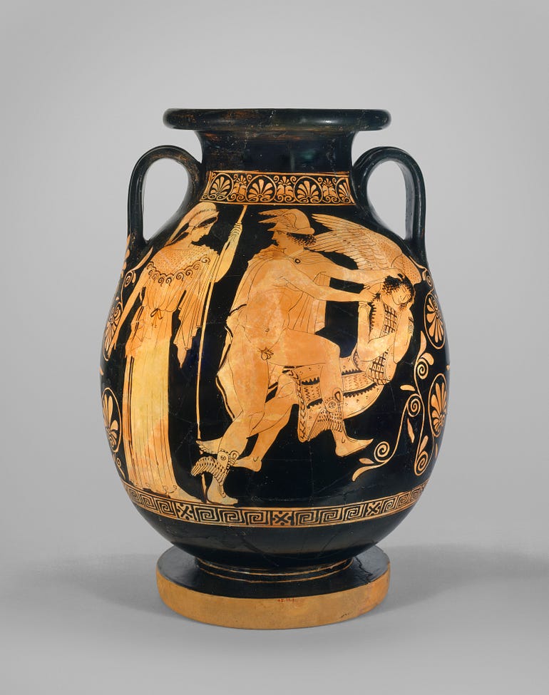  Red-figure terracotta pelike (jar). Attributed to Polygnotos ca. 450–440 B.C. Metropolitan Museum of Art 45.11.1.
