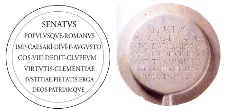 A marble copy of Augustus’ golden shield (source)