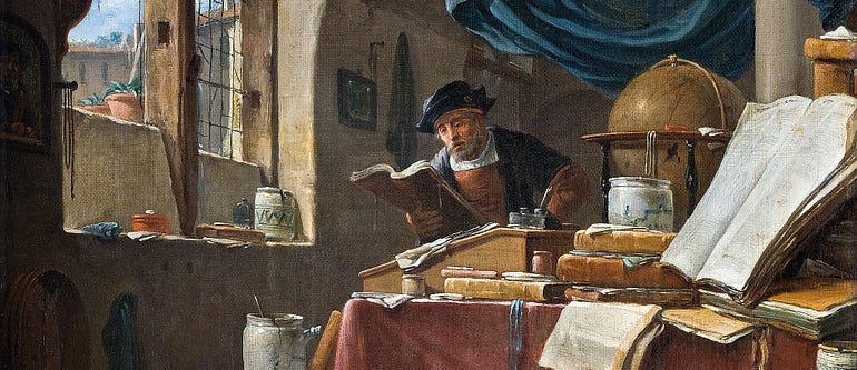  Thomas Wyck (1616–1677), “The Scholar in his Study” (from Wikimedia Commons).
