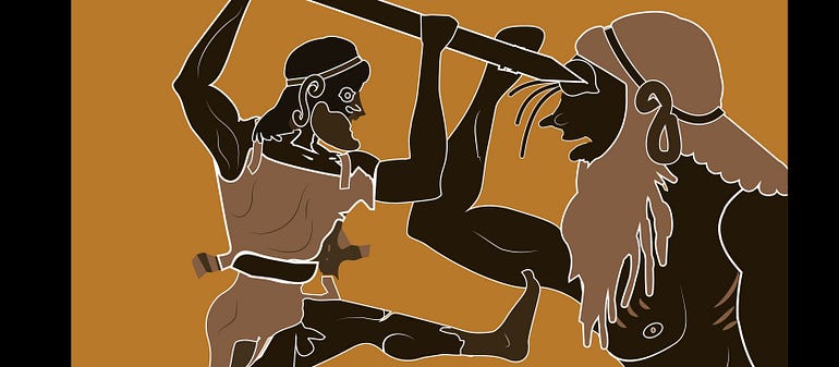  Odysseus blinds Polyphemus (Wikimedia Commons).
