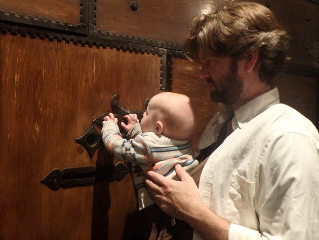I could have walked past the doors on the Ponte Vecchio a hundred times, but my baby instantly saw how cool they were.