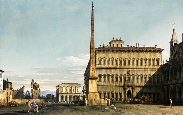  View of the Piazza San Giovanni in Laterano by Bernardo Bellotto. Ca. 1743 (source)Constantius
