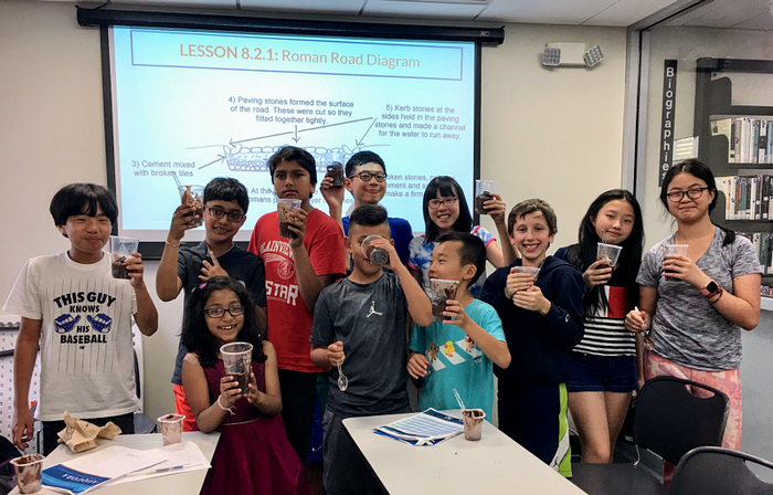  Aequora students in Jericho, NY with their “Roman Road” snacks.
