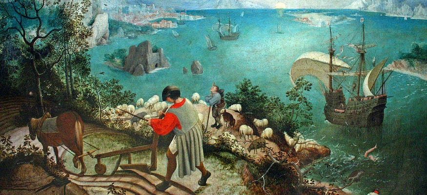  The Fall of Icarus, by Pieter Brueghel the Elder.
