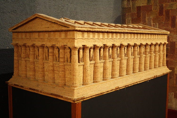 Model of the mostly ruined Temple of Zeus, Agrigento.
